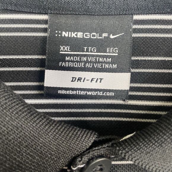 Nike Golf Mens Size XXL Dri-Fit Performance Black White Striped Polo Shirt - Picture 8 of 9